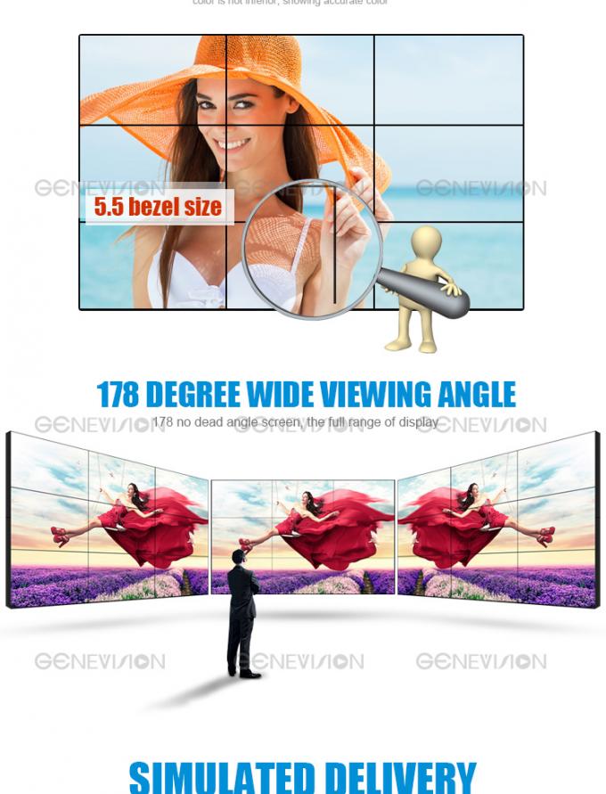 높은 광도 광고 접합 스크린 매우 좁은 날의 사면 5.5mm seamles를 서 있는 장 지면을 가진 46 인치 텔레비젼 벽
