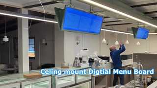 무료 CMS 및 클라우드 서버를 갖춘 49.5인치 4K 천장 마운트 안드로이드 LCD 바 디스플레이