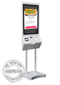 안드로이드 7.1 시스템과 최고 얇은 27 인치 식당 자급식 키오스크 전기 용량 터치 스크린
