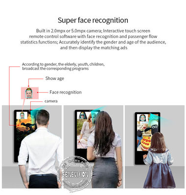승강기를 위한 400CD/M2 벽걸이용 AI 얼굴 인식 LCD 광고 디스플레이