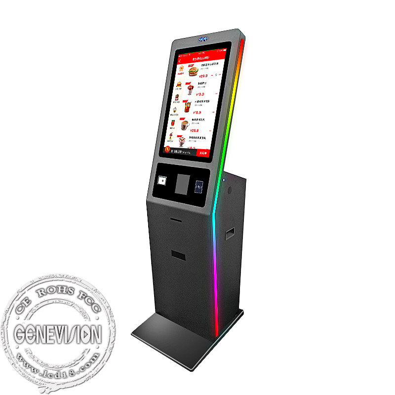 Touch Screen 27'' Cash Payment Kiosk With NFC Pos Termianl And Camera