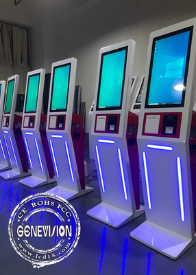27 인치 LED 라이트 장식 자급식 터치 스크린 키오스크 창문 QR 스캐너 프린터