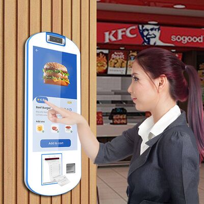 KFC 레스토랑 21.5 인치 아크 터치 스크린 POS 패스트 푸드 셀프 서비스 주문 시스템 터미널 머신 결제 키오스크