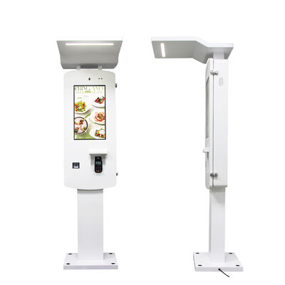 24인치 외관 자체 주문 키오스크 IP65 방수 1500nit 고 밝기 터치 스크린 및 내장 QR 스캐너